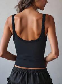 INAWLY Women's Casual Solid Color Fitted Cropped Tank Top, Summer