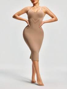 SHAPORA 女式纯色细肩带紧身无缝吊带连衣裙
