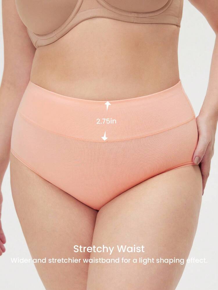 Plus 3-Pack Airy Cotton Basics High-Waist Briefs Women Underwear Panties Set-Pure Comfort