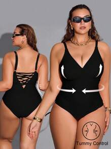 Shapewave Plus Size Women Sexy One-Piece Swimsuit For Summer Beach Vacation