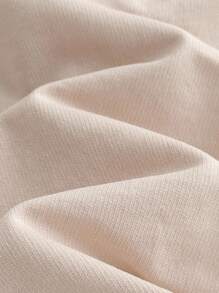 2件套男婴刺绣装饰柔软针织连帽无袖上衣和松紧腰短裤套装 - 杏色 - 查看 5