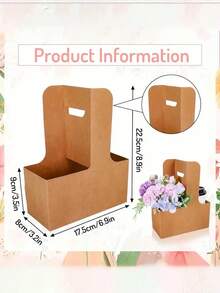 Brown&Pink Kraft Paper Flower Bouquet Gift Bags Paper Material, Handle Drink Carrier For 2 Cup Floral Wrap Packing Box Paper Holder Basket - Perfect For Valentine's, Mother's Day & Wedding Decorations, Birthday Gifts For Men, Valentine Box, Men Gift Box, Gift For Man, Gift Bags Bulk, Blue Gift Bag, Valentines, Valentine's Day, Valentines Gifts, For Mother's Day, Bridesmaid Gifts, Graduation Gifts, Birthday Gifts, Wedding Gifts,Birthday,Bride,Wedding