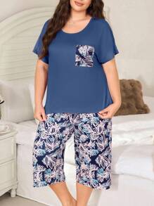 SHEIN Bộ đồ ngủ mùa hè in hoa thường ngày cỡ lớn dành cho nữ Bộ đồ ngủ mùa hè Bộ đồ ngủ mùa hè Bộ đồ mặc nhà cho nữ Bộ đồ ngắn, Trang phục - Nhiều màu - Xem 6