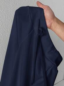 SHEIN PETITE 舒适休闲纯色针织低腰阔腿女式运动裤 - 藏蓝色 - 查看 8