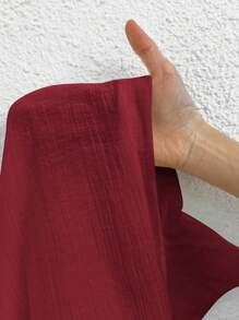 SHEIN PETITE Camisa blanca de manga de murciélago de color blanco sólido de primavera