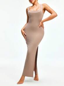 SHAPORA Women's Comfortable Fitted Camisole Dress Sleepwear EasyComfort Casual - Khaki - View 4