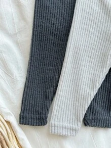 4pcs Baby Boy Solid Gray Comfortable Round Neck Long Sleeve T-Shirt And Leggings Soft Snug Fit Pajama Set