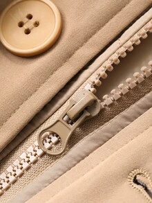 DAZY Khaki Windbreaker Jacket, Double-Breasted Design, Long Style Men's Padded Coat, Winter - Khaki - View 3