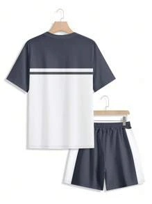 Manfinity Homme Men's Contrast Color Letter Print T-Shirt & Shorts 2 Piece Set  Los Angeles Two Piece Set - Multicolor - View 4