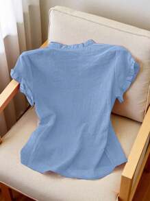 Women's Casual Solid Color Short Sleeve Shirt, Summer