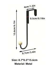 SHEIN Basic living 1 Gancho Para Colgar Sobre La Puerta, Gancho Individual Para Puerta, Perchero Resistente Para Sala De Estar, Baño, Dormitorio, Cocina, Colgar Ropa, Toallas, Sombreros, Abrigos, Bolsos, Color Negro