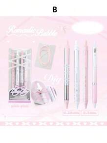 SHEIN 4pcs Soft Ribbon Gel Pens Set Ballet 0.38mm/0.5mm Ballpoint Quick-Dry Black Color Ink For Writing Gift Back To School