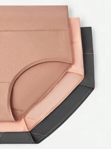 LUVLETTE 3条装透气棉质基础款高腰三角裤女士内裤套装 - 舒适 - 彩色 - 查看 5