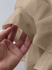 GlowEve 优雅休闲度假蝴蝶结衬衫 - 卡其色 - 查看 4