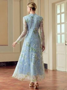 ZEYLAH Váy thêu sequin thanh lịch dành cho nữ - màu xanh lá - Xem 3
