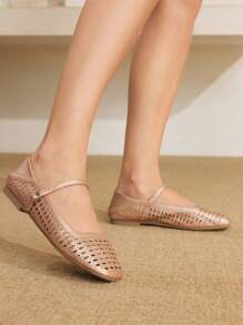 Styleloop Damen Geflecht Seil Plateau & Keilsandalen, Urlaubsstil BOHO Chic Retro Amerikanisch Western Musik Festival Party Plateau Schuhe - Roségold - Übersicht 7