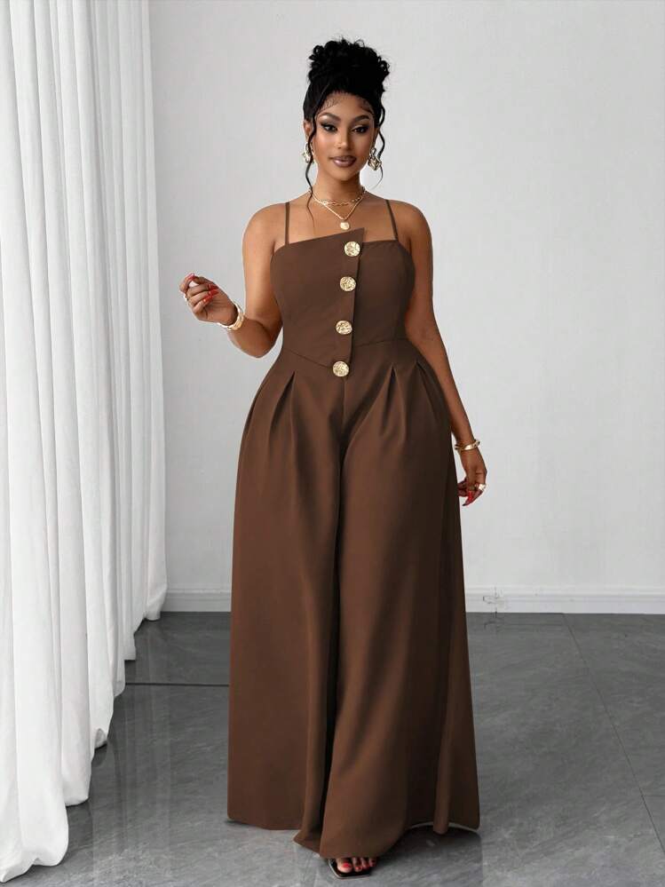 Maweii Plus Size Sleeveless Single-Breasted Pleated Loose Fashion