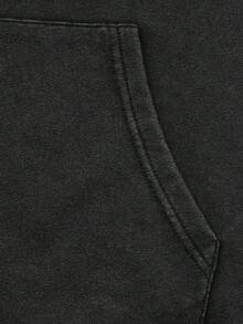 ROMWE MEN Men's Casual Gothic Everyday Rhinestone Zipper Front Drawstring Hoodie Sweatshirt , Fall - Black - View 5