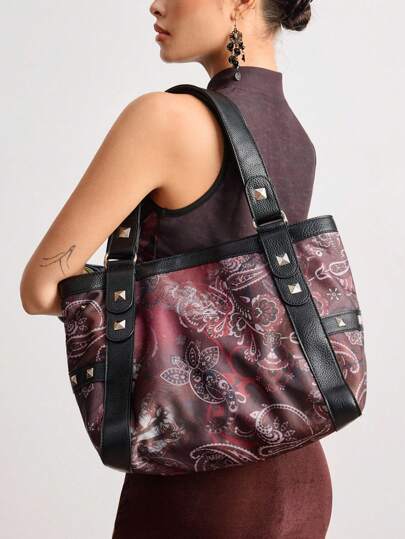 Fairycore Women's Floral Pattern Large Capacity Fashion Daily Tote Bag