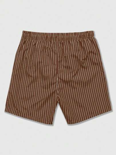 Prep Pantalones cortos casuales de verano para hombres con cordón en la cintura y rayas