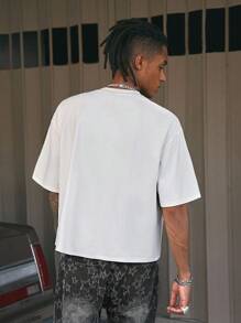 AXEPEAK 男式图案印花短袖圆领 T 恤 - 白色 - 查看 2