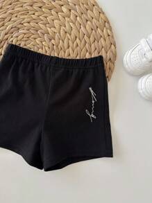 Baby Boy Letter Graphic Colorblock Tee & Shorts