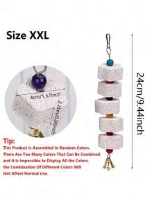1pc Multi-Color Parrot Beak Grinding Calcium Stone With Bell Cage Toy, Floral Hanging Style Chew Toy, Suitable For Cockatiel, Lovebird, Parakeet, Hamster, Rabbit