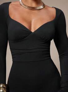 Silquee 女式休闲纯色紧身连体裤 - 黑色 - 查看 5