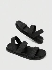 HighSole 休闲时尚舒适露趾百搭女士平底凉鞋 - 黑色 - 查看 6