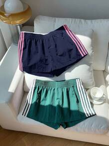 Comfortcana Bộ 2 quần short cạp chun màu tương phản dành cho nữ, mùa hè - Nhiều màu - Xem 3