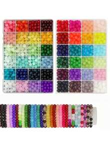 Aproximadamente 360 piezas Juego de cuentas de vidrio de colores surtidos, adecuado para hacer joyas hechas a mano - pulseras, collares, aretes, manualidades (color aleatorio) - Cambio de color gradual - Ver 9