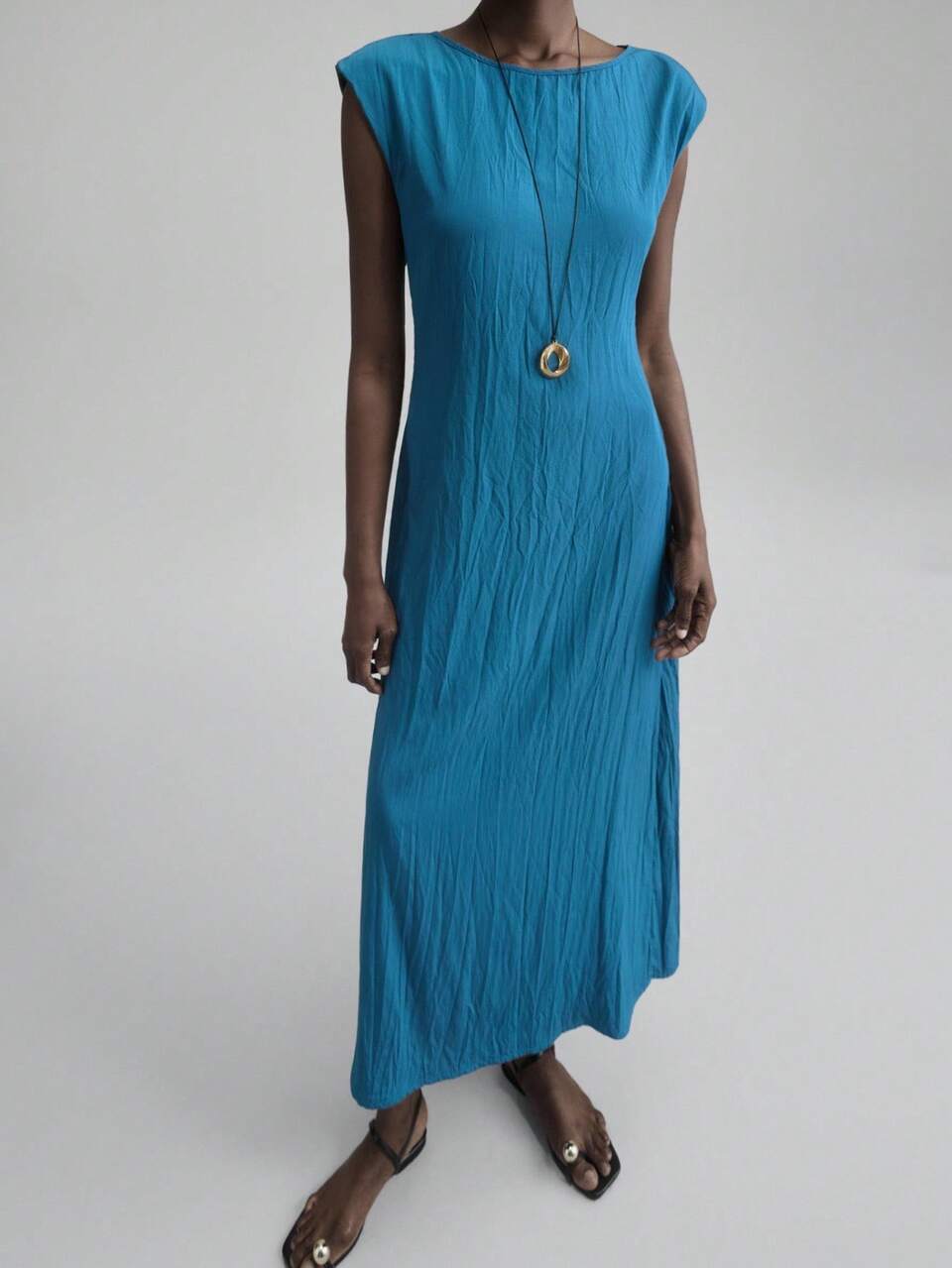 Women's Teal Blue Summer Elegant Vacation Textured Maxi Dress,Minimalist Solid Color Casual Wedding Guest Gowns,Business Casual Church Attire,Basics