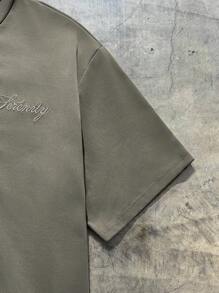 EASEVO Áo ba lỗ thêu chữ cổ tròn không tay dệt kim cỡ lớn dành cho nam, phù hợp cho mùa hè - xanh quân đội - Xem 5