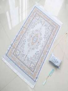 SHEIN 3 件套中东风格印花地毯套装，配有手提袋和流苏装饰，轻便、舒适、防滑地毯 - 彩色 - 查看 13