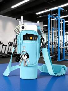 1 件带手机袋的水瓶袋，适用于 40/30 盎司带手柄的玻璃杯，带可调节肩带，钥匙钩，适合徒步旅行露营运动水瓶套隔热袋斜挎包 - 彩色 - 查看 11