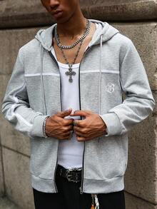 Manfinity EMRG Gothic Letter Print Sweatshirt For Young Men , Fall - Grey - View 7