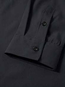 Manfinity Mode Men's Black Long Sleeve Casual Business Shirt, Fall - Black - View 7