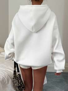 Attitoon Turtle Miami Graphic Hoodie, Casual Seaside Style, Loose Fit Thick Sweatshirt For Women, Back To School Fall Autumn And Winter Back To School - White - View 6