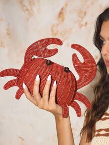 SHECARRY 女士螃蟹形设计单肩包，适合日常佩戴 - 酒紅色 - 查看 4