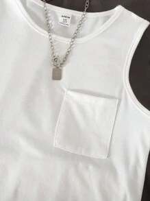 Back To School Fashion 4pcs/Set Big Girl Casual Knit Round Neck Camisole, Mist Blue, Milky White, Light Gray, Dark Gray, Spring/Summer Boys Sleeveless Tops Boys Summer Tank Tops Boys Tank Tops - Multicolor - View 5