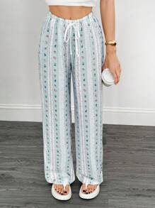 SHEIN Tall 女式随机印花系带休闲裤