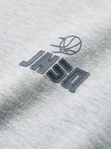 JNSQ Back To School Casual Sports Long Sleeve T-Shirt, Kids Round Neck Contrast Color Patchwork Funny Letter Graphic Print Long Sleeve T-Shirt