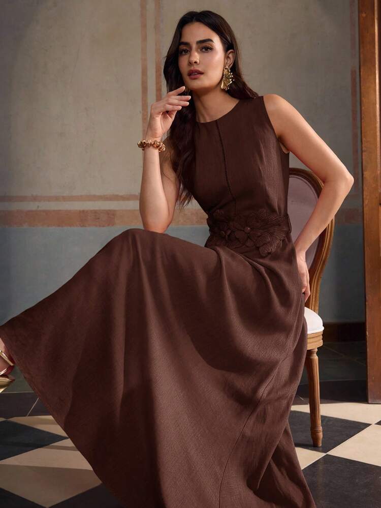 ZEYLAH LINEN BELTED DRESS