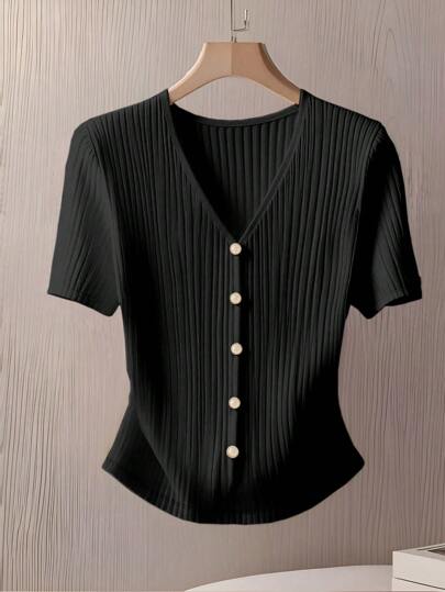 GlowEve Women's Casual Solid Color Short Sleeve T-Shirt, Summer