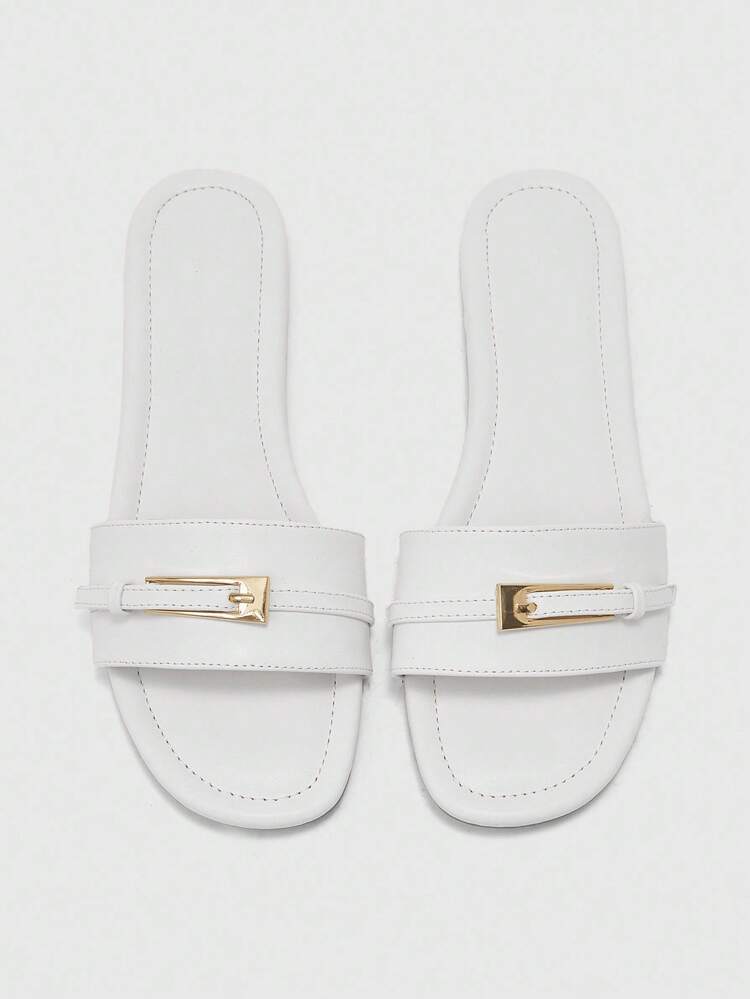 CUCCOO BIZCHIC Women's Brown Comfortable Spring/Summer Fashionable Buckle Decor Sandals