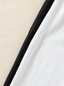 2 piezas Pantalones anchos con volantes casuales, versátiles para vacaciones, playa, campo y uso diario para niñas - Multicolor - Ver 4