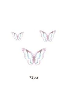 6/12/24/36/72pcs Colorful Paper Butterfly Sticker, Modern 3D Hollow Out Room Decorating Creative Butterfly Wall Sticker For Home
