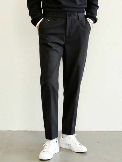 Manfinity Homme Men's Casual Business Trousers Feature A Clean, Sharp Cut And Comfortable Fabric, Blending Business Sophistication With Urban Casual Style. The Slim Fit Flatters All Body Types, Easily Highlighting A Man's Confident And Capable Look