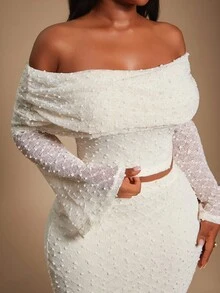 Radiana Áo len dệt kim dáng ôm, màu trơn, hở vai, tay dài, dáng rộng, gợi cảm, thời trang xuân hè dành cho nữ, váy đuôi cá, phong cách tối giản, mặc hàng ngày, thích hợp cho tiệc tùng, dạ hội - Màu be - Xem 4