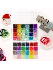 Aproximadamente 360 piezas Juego de cuentas de vidrio de colores surtidos, adecuado para hacer joyas hechas a mano - pulseras, collares, aretes, manualidades (color aleatorio) - Cambio de color gradual - Ver 7